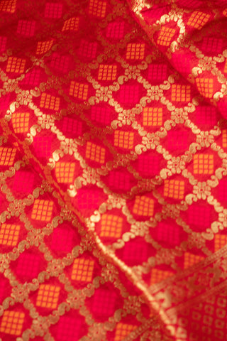 Scarlet red Banarasi dupatta with gold zari	
