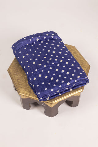 Navy Blue Modal Satin Bandhani Saree with zari border