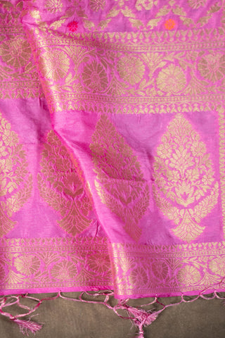 Dusty rose Banarasi dupatta with antique gold zari	