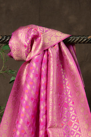 Dusty rose Banarasi dupatta with antique gold zari	