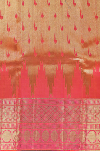 Vibrant Red Kanjivaram Silk Saree with Traditional Gold Zari Weave and Coin Motifs