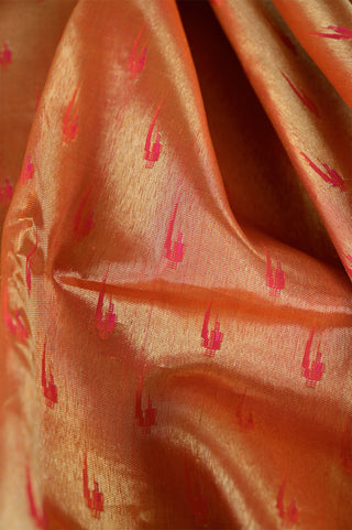 Vibrant Red Kanjivaram Silk Saree with Traditional Gold Zari Weave and Coin Motifs