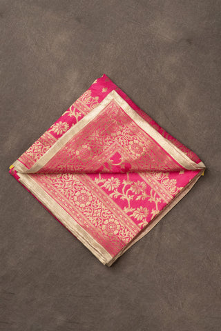 Rani pink Banarasi Dola silk dupatta with diamond jaal