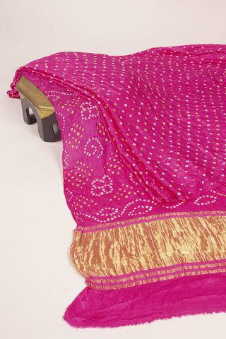 Pink Modal Satin Bandhani Saree with zari border