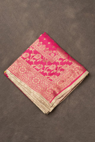 Rani pink Banarasi Dola silk dupatta with diamond jaal