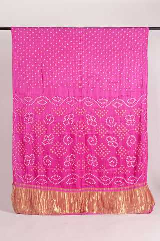 Pink Modal Satin Bandhani Saree with zari border