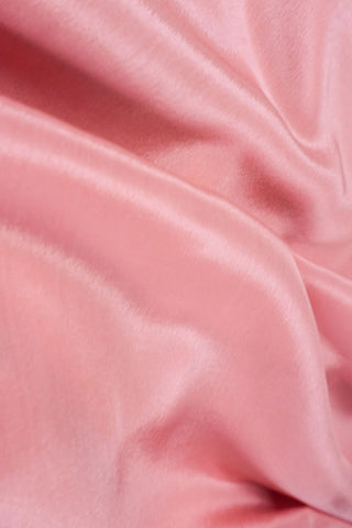 Muted Rose Pink Pure Crepe Silk Saree with Gold Zari Border & Striped Pallu