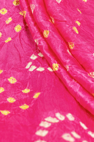 Pink Modal Satin Bandhani Saree with zari border