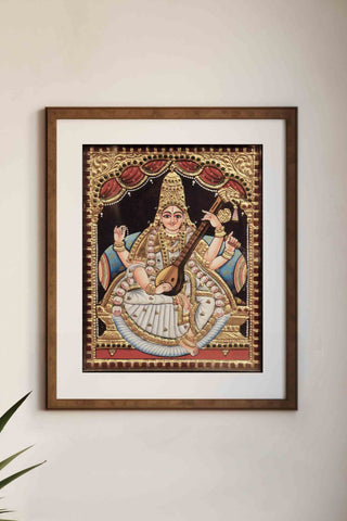 Devi Saraswati Tanjore painting