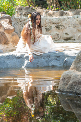 Off-White Banarasi Pure Silk Saree with Trishul-Damru Motifs