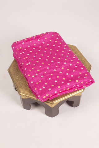 Pink Modal Satin Bandhani Saree with zari border