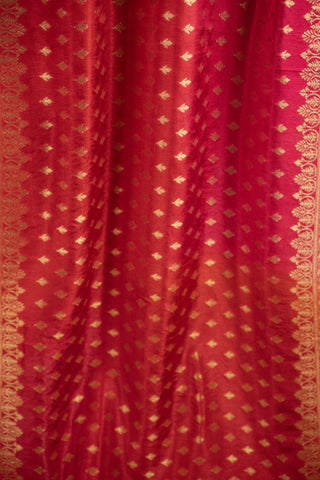 Red and rani Banarasi Dola silk dupatta with zari work