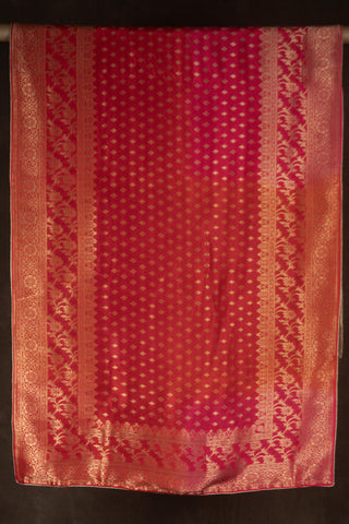 Red and rani Banarasi Dola silk dupatta with zari work