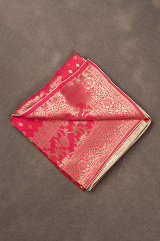 Red and rani Banarasi Dola silk dupatta with zari work