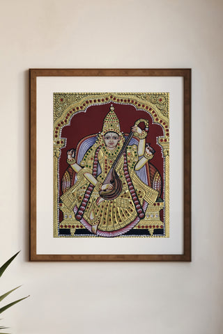 Saraswati Tanjore Painting (Made to Order)