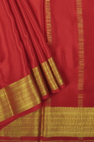 silk mark red crepe silk saree with wide border