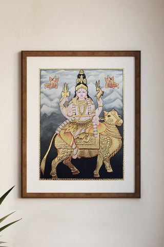 Lord Shiva Riding Nandi Tanjore Painting