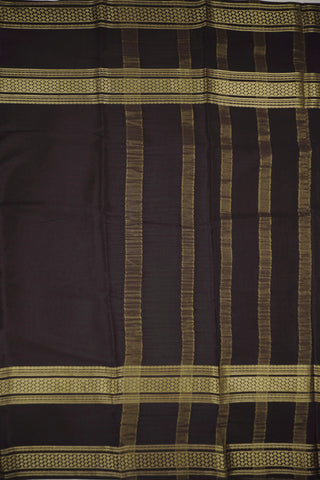 Coffee brown crepe silk saree with gold zari border