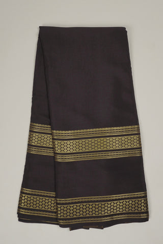 Coffee brown crepe silk saree with gold zari border