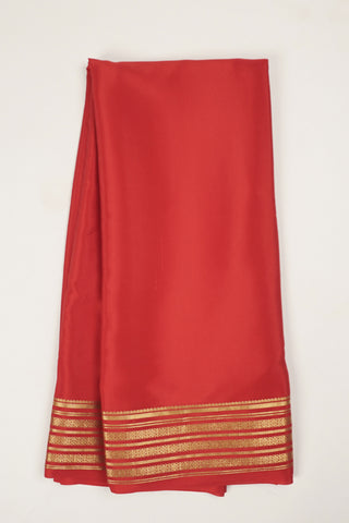 red pure crepe silk saree with gold zari border