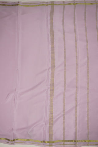 Lilac crepe silk saree with striped pallu