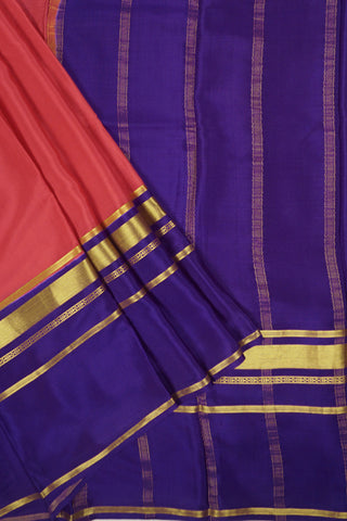 Rani pink crepe silk saree with purple pallu