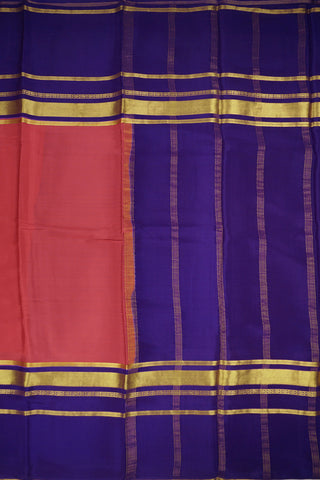 Rani pink crepe silk saree with purple pallu