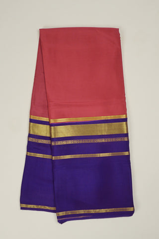 Rani pink crepe silk saree with purple pallu