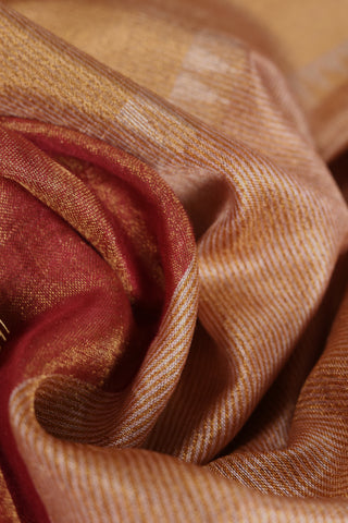 Copper Red and Gold Linen Tissue Saree