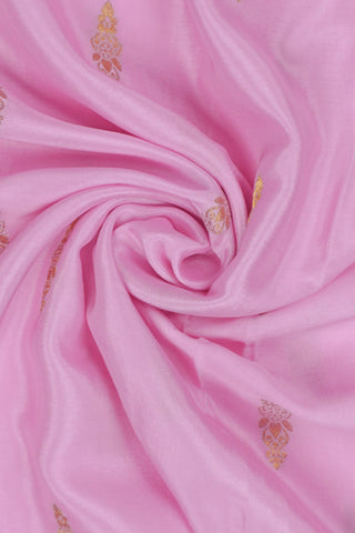 Pastel pink crepe silk saree with brocade pallu