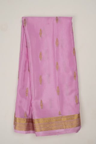 Pastel pink crepe silk saree with brocade pallu