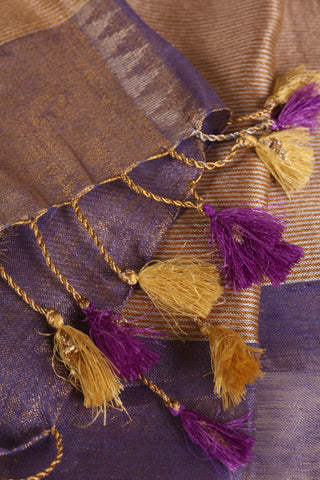 Purple and Gold Linen Tissue Saree
