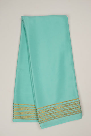 Aqua blue crepe silk saree with tassel border