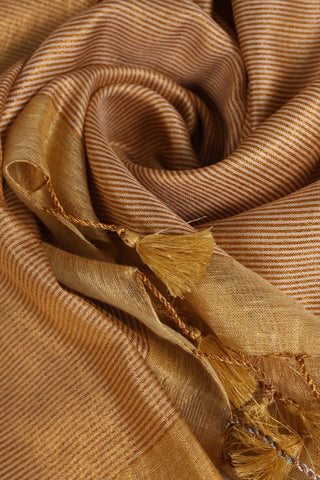 Ivory and Gold Linen Tissue Saree