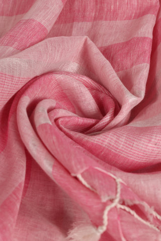 Light Pink and White Pure Linen Saree