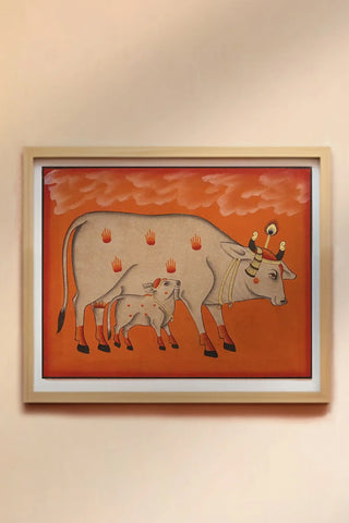 Mother and Baby Dhenu Pichwai hand-painting