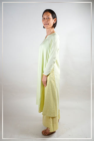 Green Cotton & Gold Lurex Coord Set – Understated Glamour in Every Detail