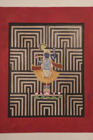 Hand-painted Pichwai painting of Lord Shrinathji