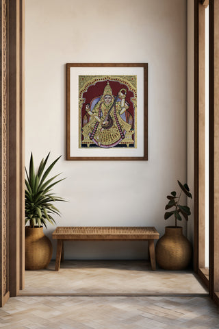 Saraswati Tanjore Painting (Made to Order)