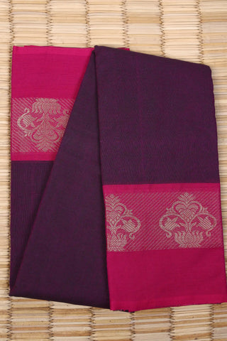 Wine-Coloured Cotton Chettinad saree