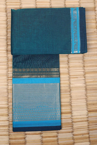 Turquoise Green Cotton Chettinad saree