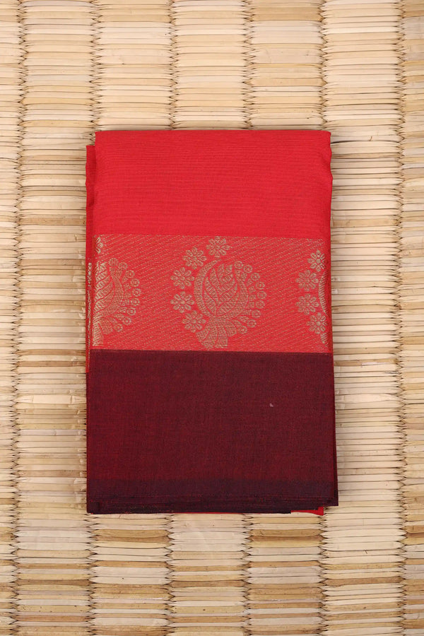 Red Cotton Chettinad saree