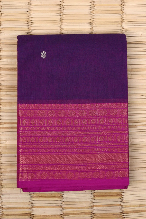 Wine-coloured Cotton Chettinad saree