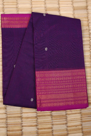 Wine-coloured Cotton Chettinad saree