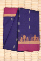 Navy Blue Cotton Chettinad saree