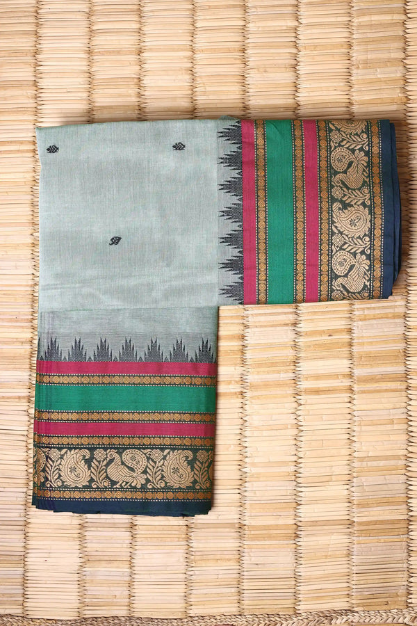 Light Emerald Green Cotton Chettinad saree