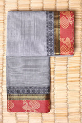 Grey Cotton Chettinad saree