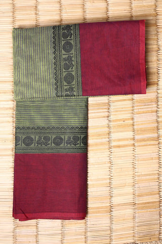 Olive Green Cotton Chettinad saree