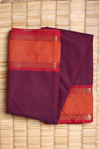 Wine-coloured Cotton Chettinad saree