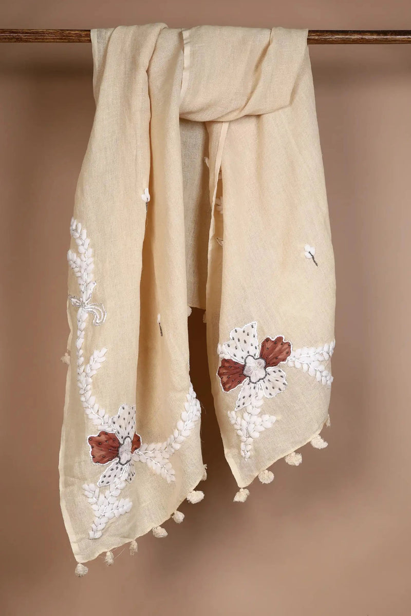 Cream Linen Stole